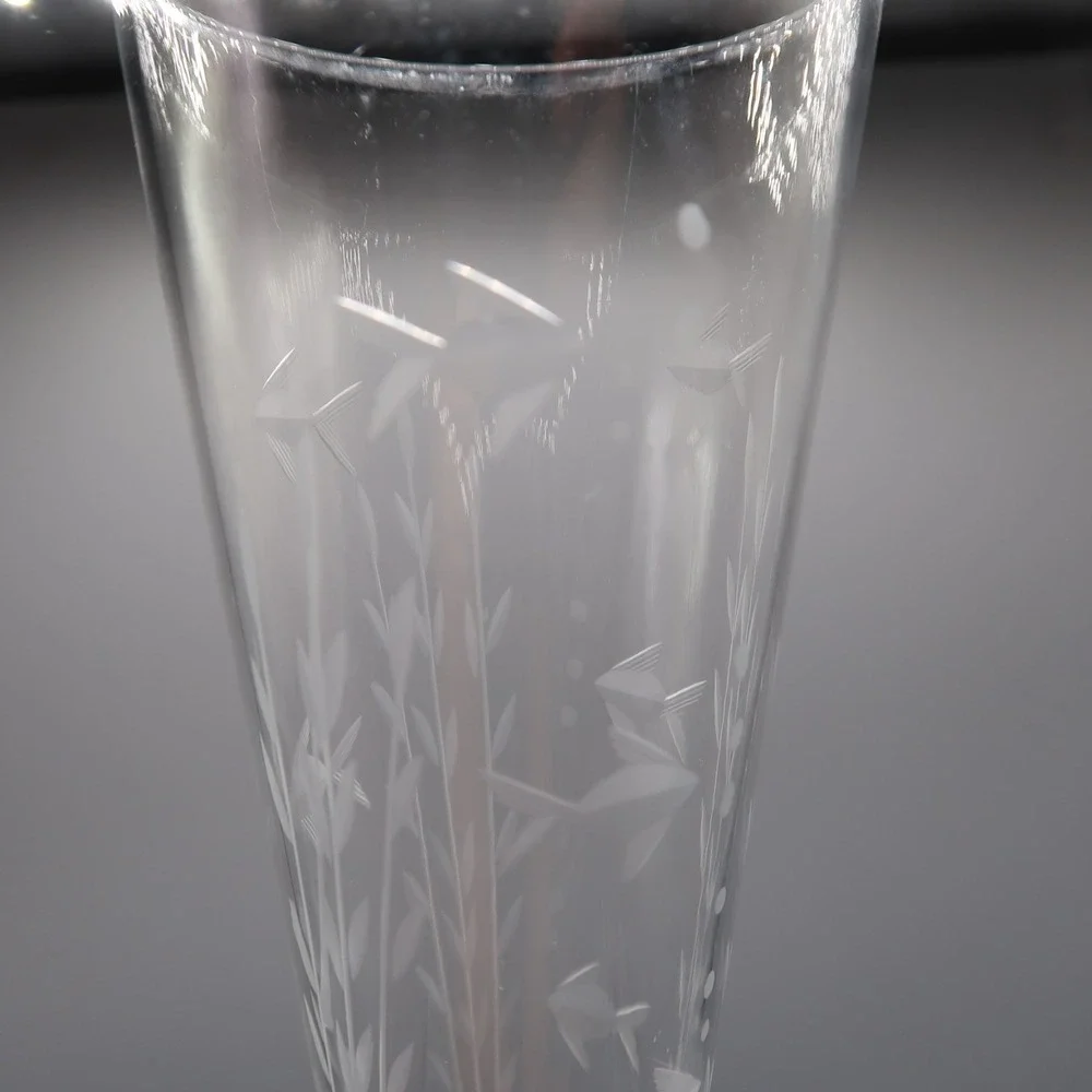 Princess House Heritage Cut Fish Etched Footed Pilsner Beer Glasses Set of 8